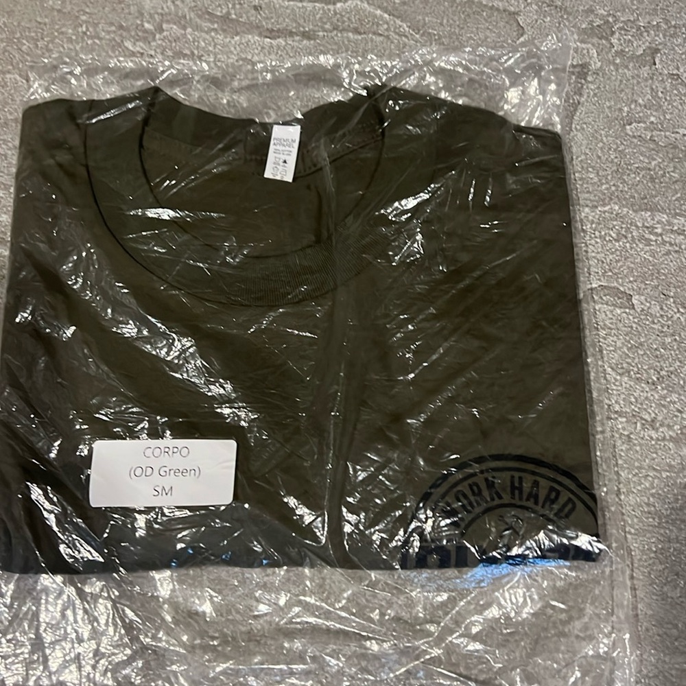 Brand new Dixxon mens small corpo olive green with black logo shirt